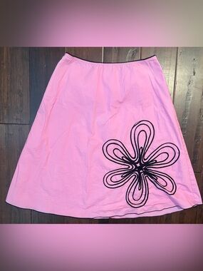 HeartSoul Pink A-Line Skirt with Black Floral Accent - a piece needs to be sewed